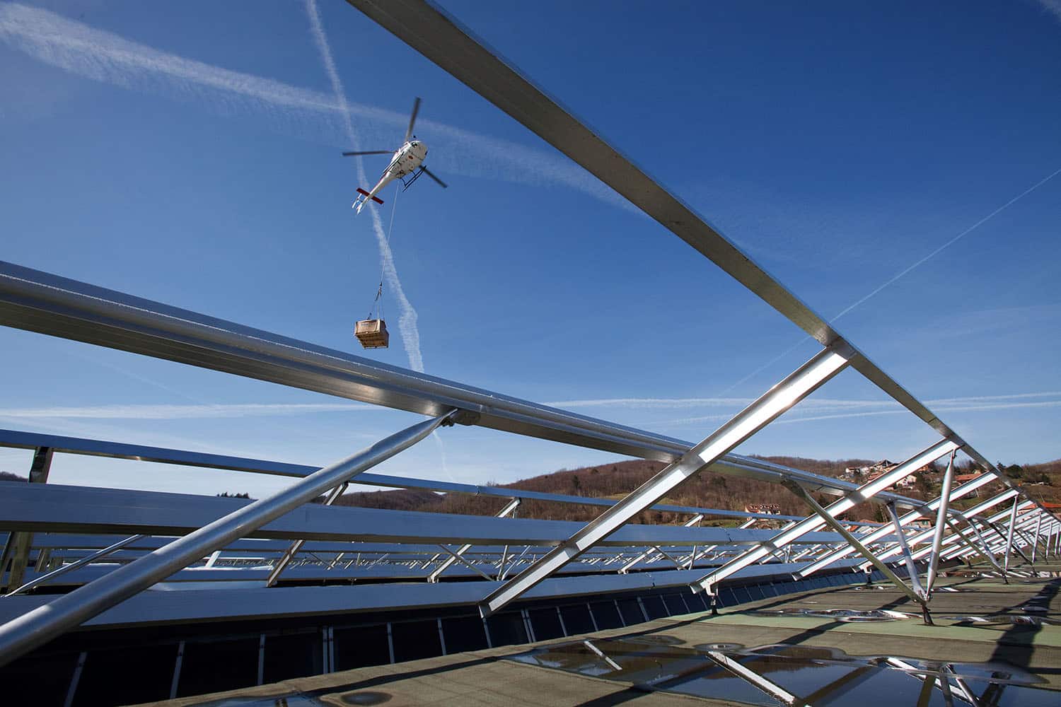 2 MW Photovoltaic Power plant is assembled on an industrial rooftop