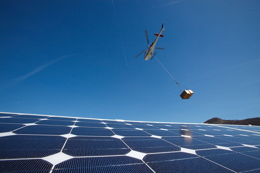 2 MW Photovoltaic Power plant is assembled on an industrial rooftop